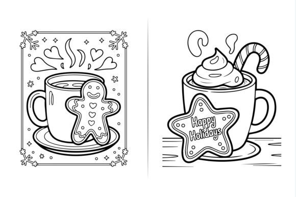Christmas Coffee Cup Line Art Clipart Review