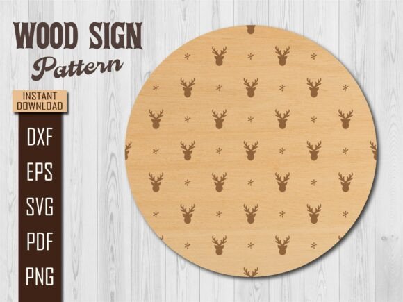 Christmas Reindeer Head Laser Wood Sign