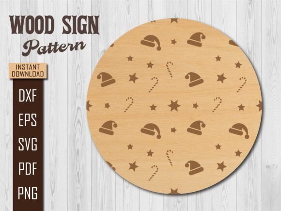 Christmas Santa Hats Laser Wood Sign